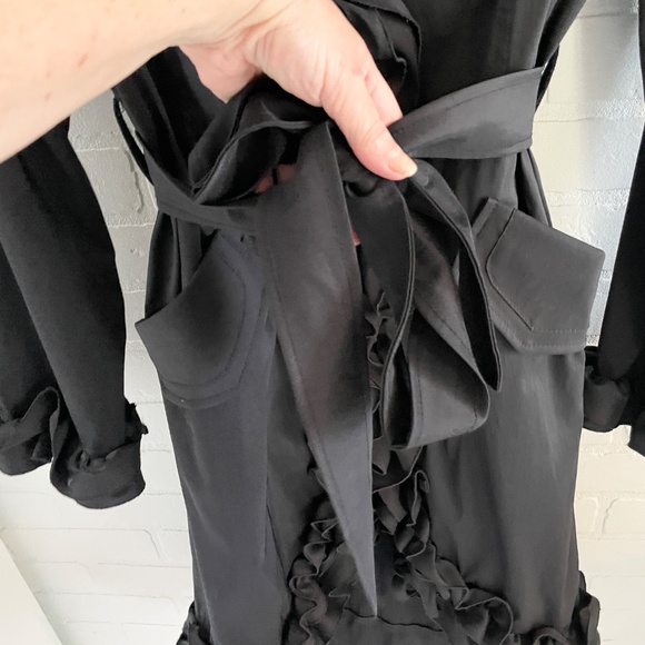 Joseph Ribcoff Trench coat/Dress Ruffled Statement Whimsigoth Pockets Sz 12 - Picture 15 of 15